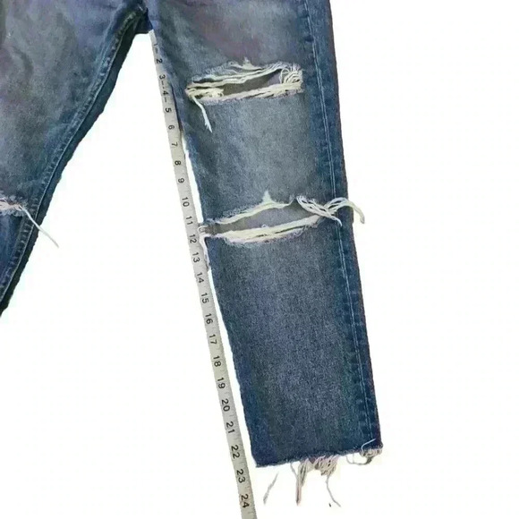 GRLFRND Womens Medium Wash High Rise Distressed Designer Straight Crop Jean 28 - Picture 12 of 13